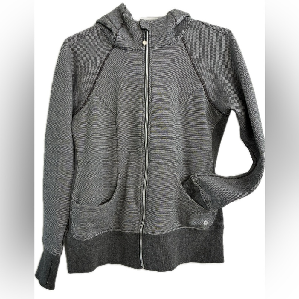 90 Degree By Reflex Charcoal Stripe Zip-Up Jacket Sz Large Excellent Condition